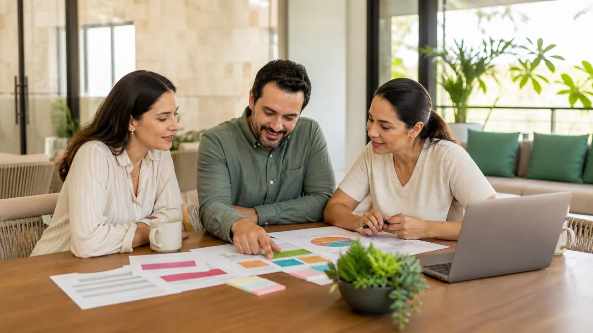 Comité revisando categorías para preparar el presupuesto anual del condominio