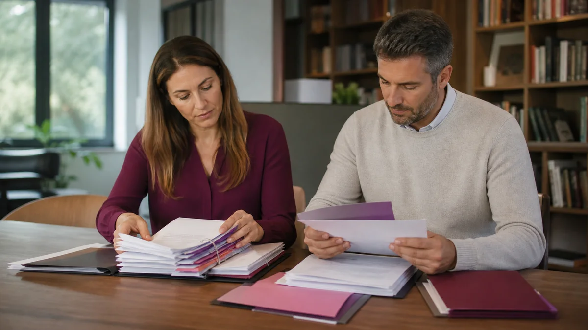 Personas organizando carpetas para distinguir documentos condominales